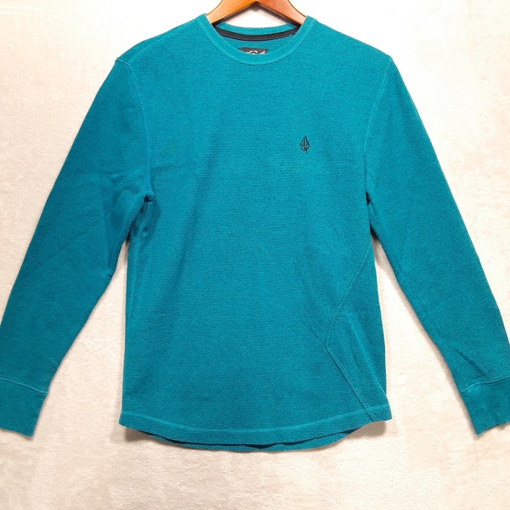 Volcom Mens Encore Marled Thermal Sz.Small/Turquoise Blue Heather-Black Logos
